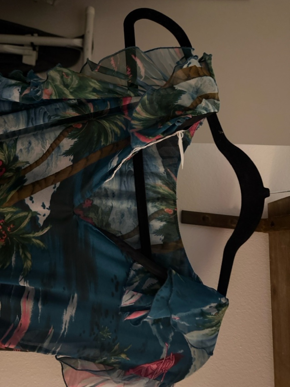 MSGM Teal Tropical Ruffle Midi Dress with Pink Accents - Picture 2 of 14